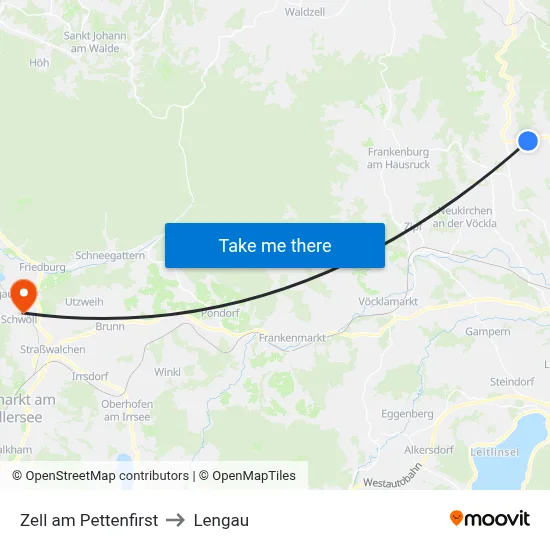 Zell am Pettenfirst to Lengau map
