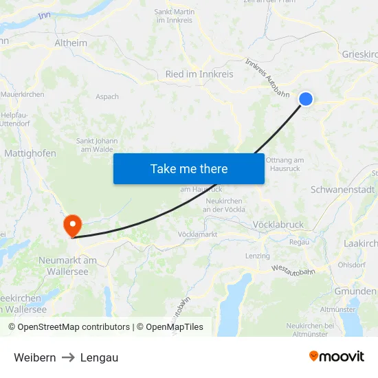 Weibern to Lengau map