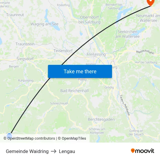 Gemeinde Waidring to Lengau map