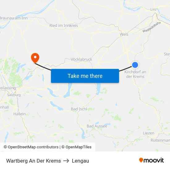 Wartberg An Der Krems to Lengau map