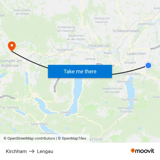 Kirchham to Lengau map