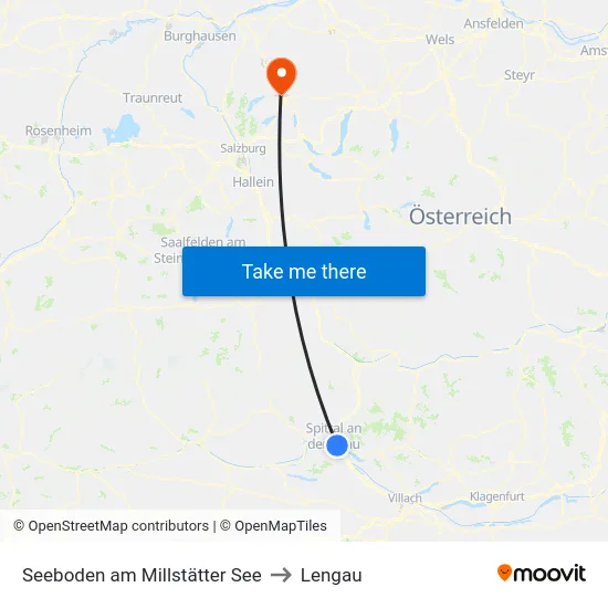 Seeboden am Millstätter See to Lengau map