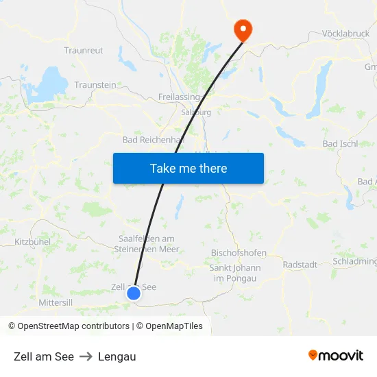 Zell am See to Lengau map