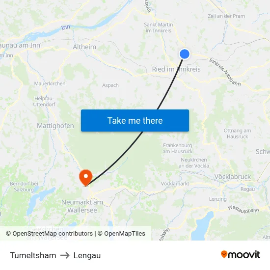 Tumeltsham to Lengau map
