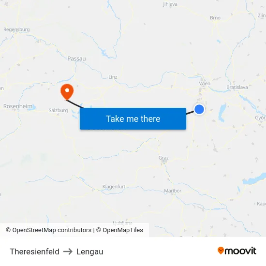 Theresienfeld to Lengau map