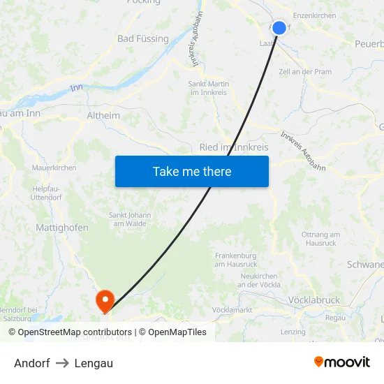 Andorf to Lengau map