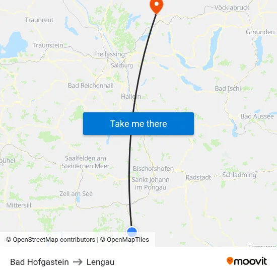 Bad Hofgastein to Lengau map