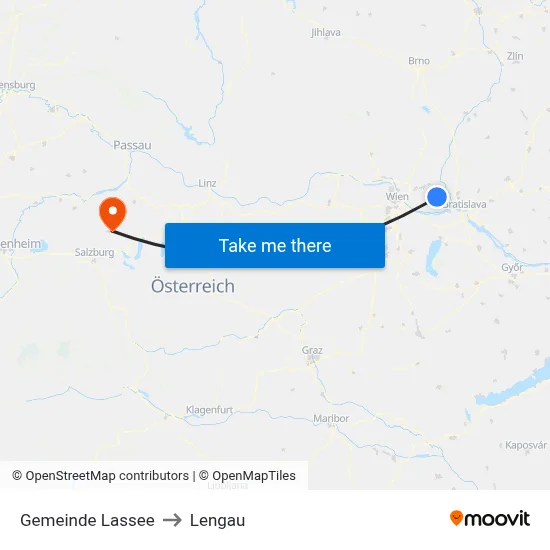 Gemeinde Lassee to Lengau map