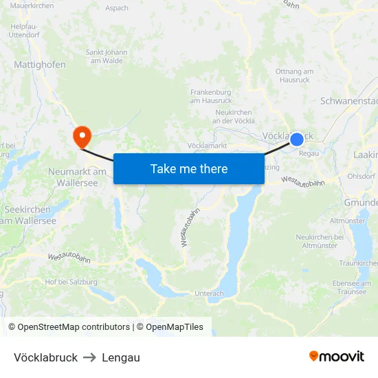 Vöcklabruck to Lengau map