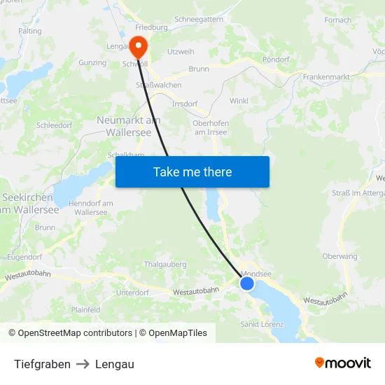 Tiefgraben to Lengau map