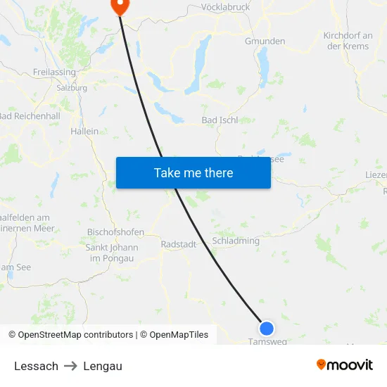 Lessach to Lengau map