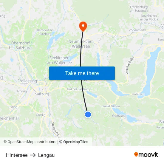 Hintersee to Lengau map