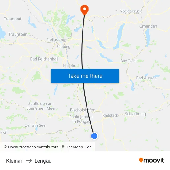 Kleinarl to Lengau map