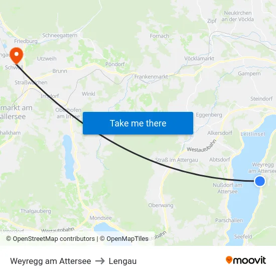 Weyregg am Attersee to Lengau map