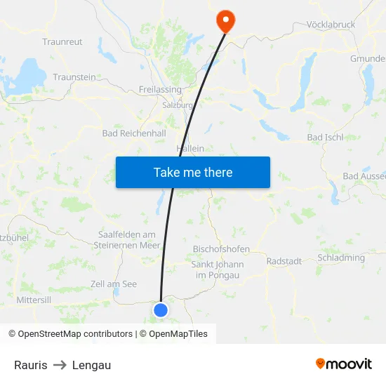 Rauris to Lengau map