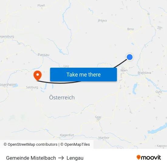 Gemeinde Mistelbach to Lengau map