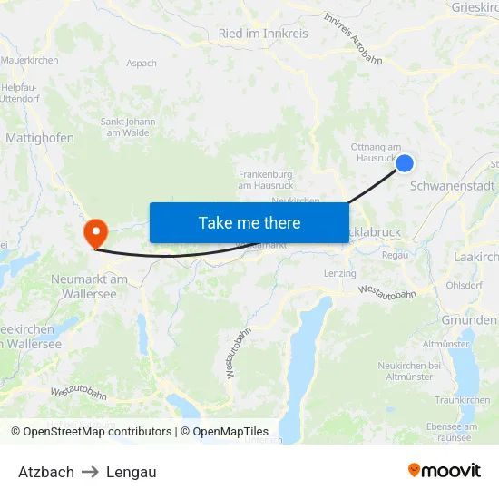 Atzbach to Lengau map