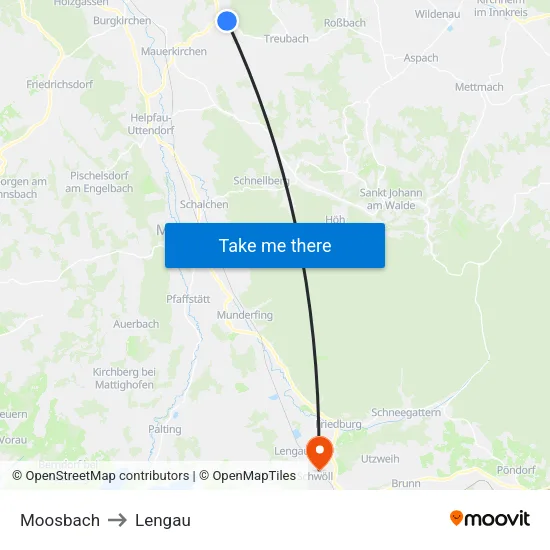 Moosbach to Lengau map