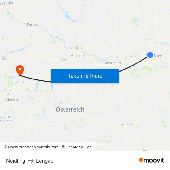 Neidling to Lengau map