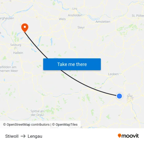 Stiwoll to Lengau map