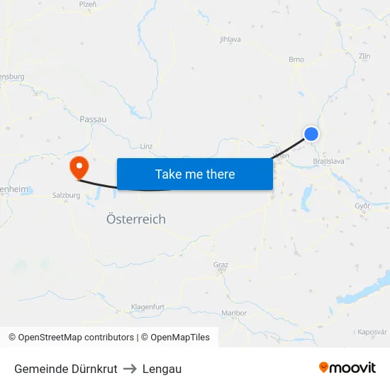 Gemeinde Dürnkrut to Lengau map