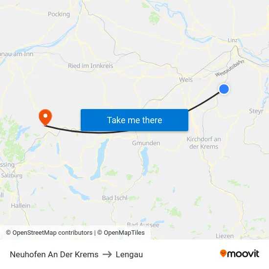 Neuhofen An Der Krems to Lengau map