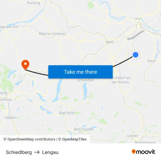 Schiedlberg to Lengau map