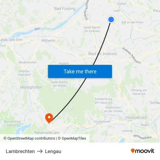 Lambrechten to Lengau map