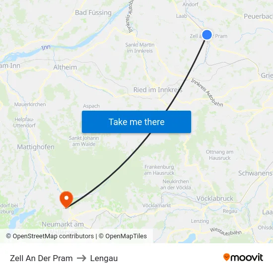 Zell An Der Pram to Lengau map