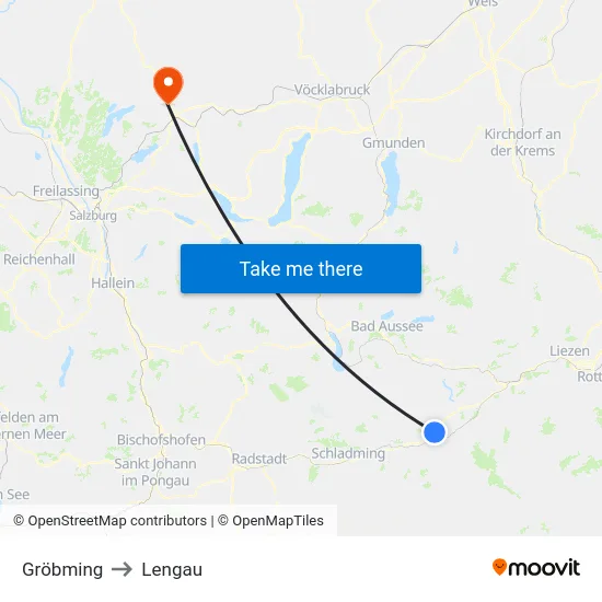 Gröbming to Lengau map