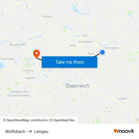 Wolfsbach to Lengau map