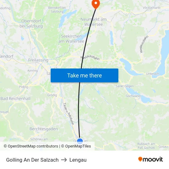 Golling An Der Salzach to Lengau map