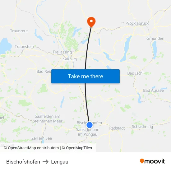 Bischofshofen to Lengau map