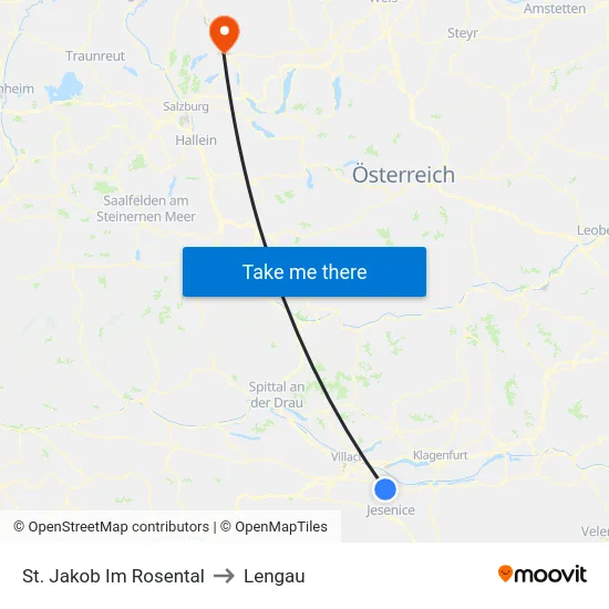 St. Jakob Im Rosental to Lengau map