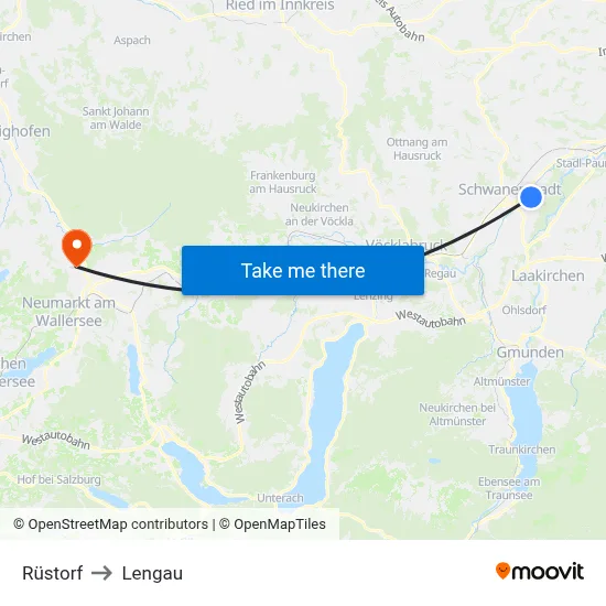 Rüstorf to Lengau map
