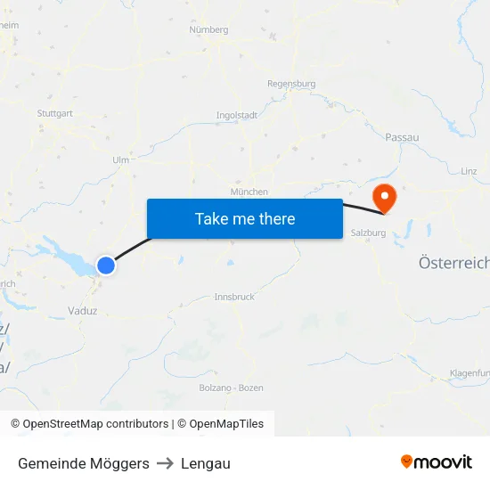 Gemeinde Möggers to Lengau map