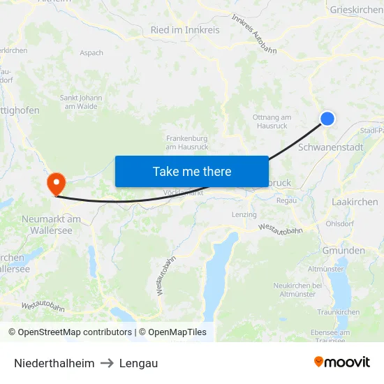 Niederthalheim to Lengau map
