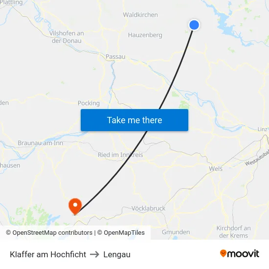 Klaffer am Hochficht to Lengau map