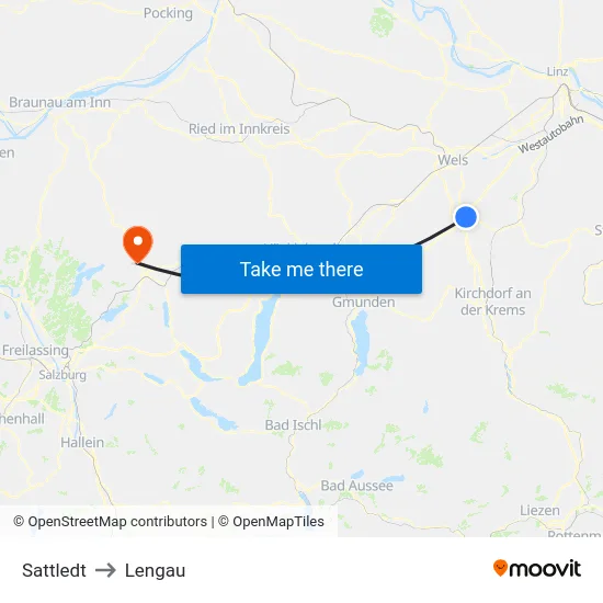 Sattledt to Lengau map