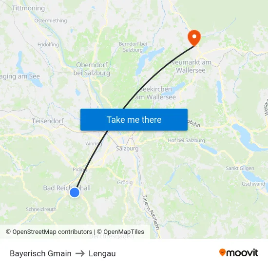 Bayerisch Gmain to Lengau map