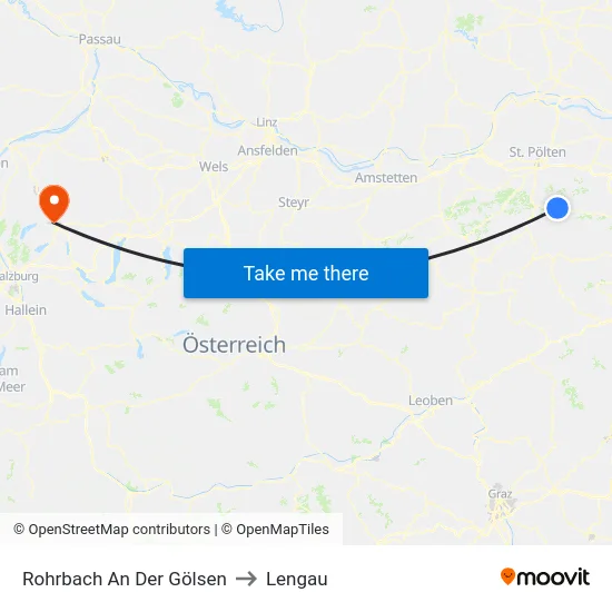 Rohrbach An Der Gölsen to Lengau map