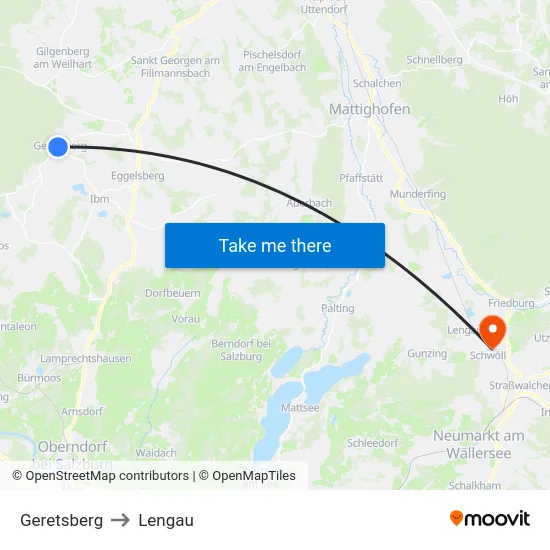 Geretsberg to Lengau map