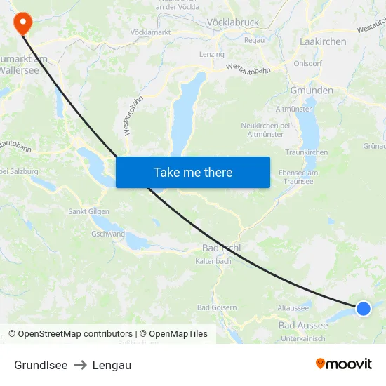 Grundlsee to Lengau map