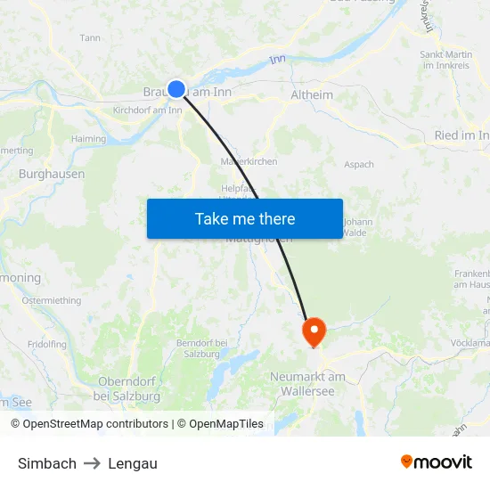 Simbach to Lengau map