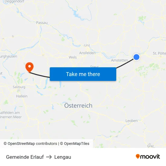 Gemeinde Erlauf to Lengau map