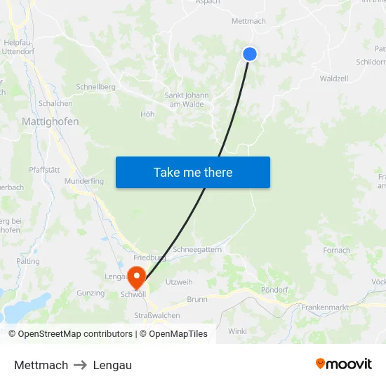 Mettmach to Lengau map