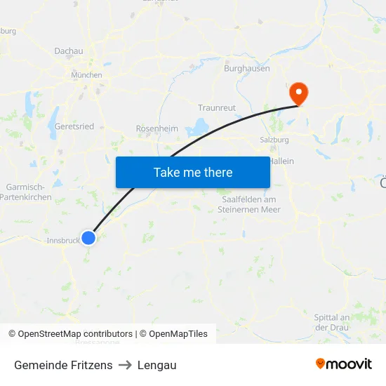 Gemeinde Fritzens to Lengau map