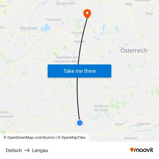 Dellach to Lengau map