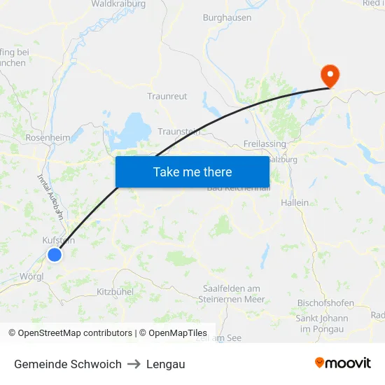 Gemeinde Schwoich to Lengau map