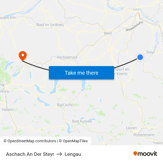 Aschach An Der Steyr to Lengau map